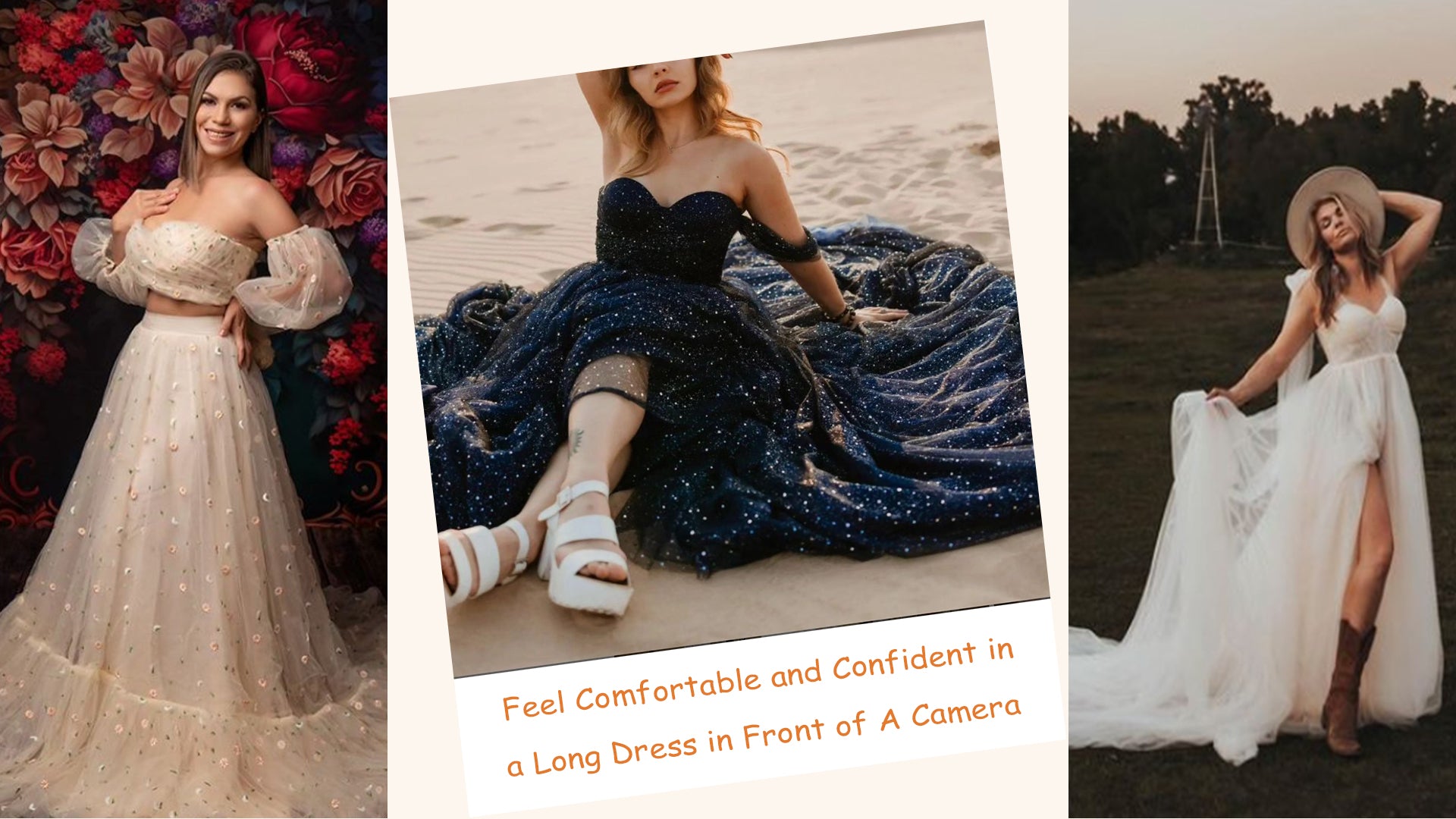 how to pose in a long dress How to Pose in a Flowing Dress for Model Photos? SantoriniDress