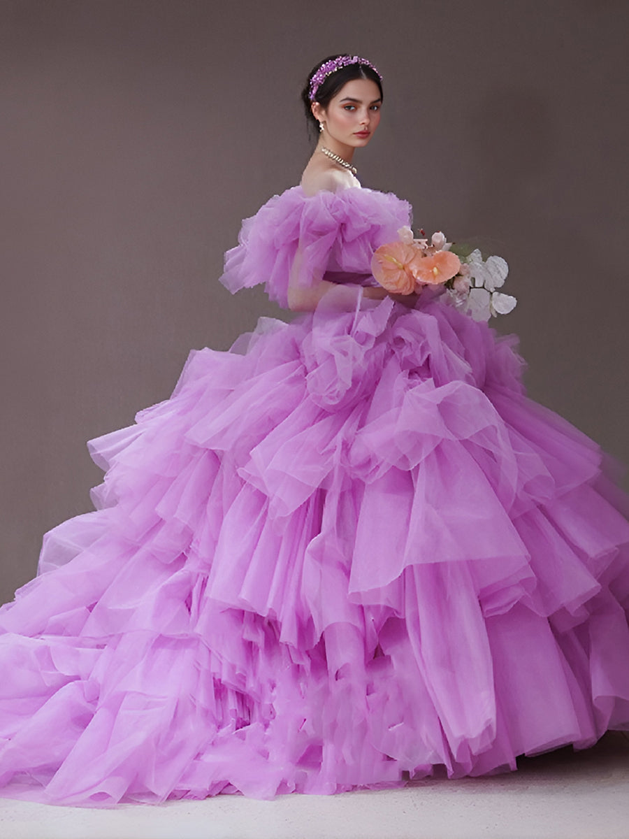 A Line Tulle Dress for Photoshoot Fluffy Ruffles Birthday Gown Bridal Shower Dress A Line Tulle Dress for Photoshoot Fluffy Ruffles Birthday Gown Bridal Shower Dress