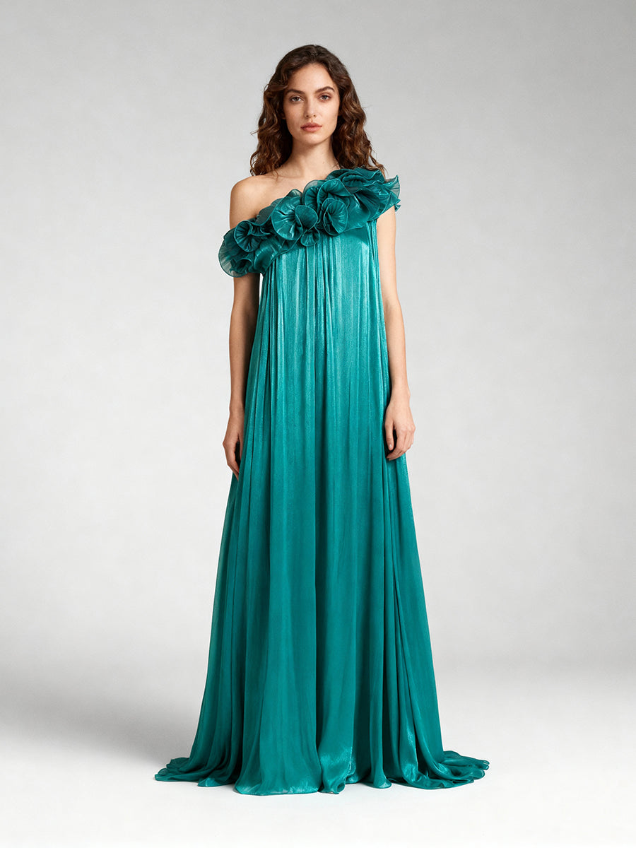 loose one shoulder dress One Shoulder Loose Women's Long Evening Dress Holiday Beach Party Dress