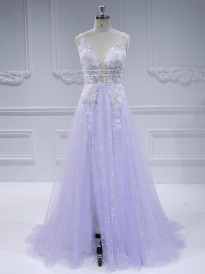 V Neck, Glitter Mesh, Long Dress , Elegant Prom Dress