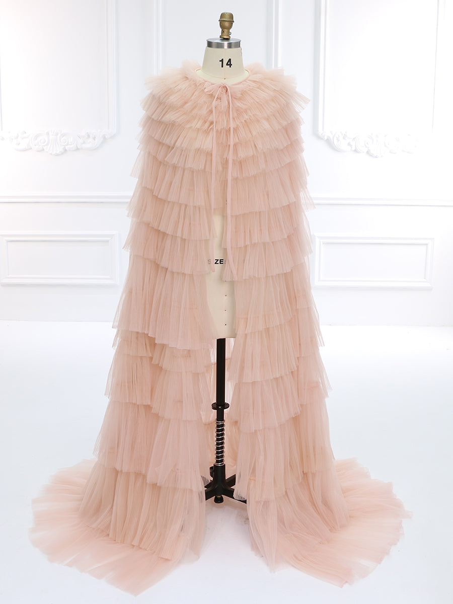 Ruffle Cape Dress Layered Pleated Tulle Ruffle Tulle Cape Photo Shoot  Costume Ruffle