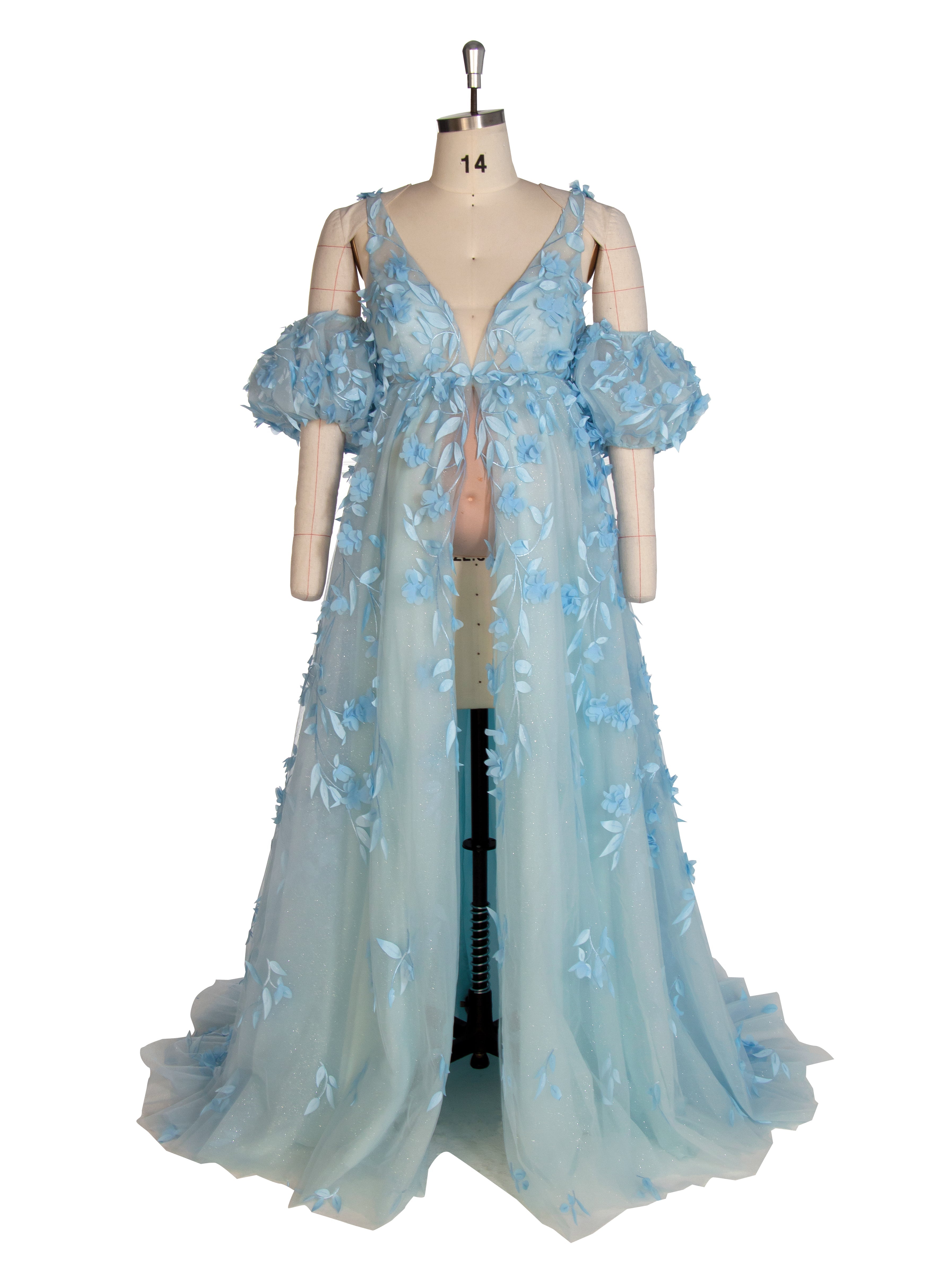Elegant Glitter Mesh with Appliques Floral Maternity Dress for Baby