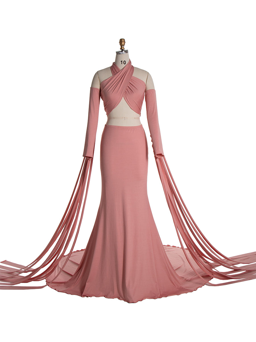 Stretchy Fabric 2 Piece Set Maternity Dress for Photo Shoot YW230746
