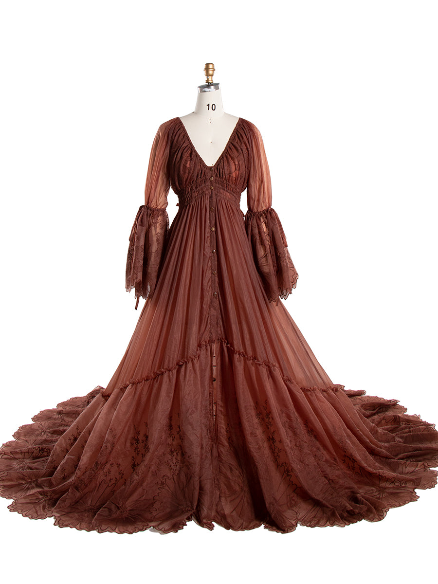 Boho Embroidery Lace Dress for Photo Shoot Woman Maxi Dress Photography  Props – yewendress