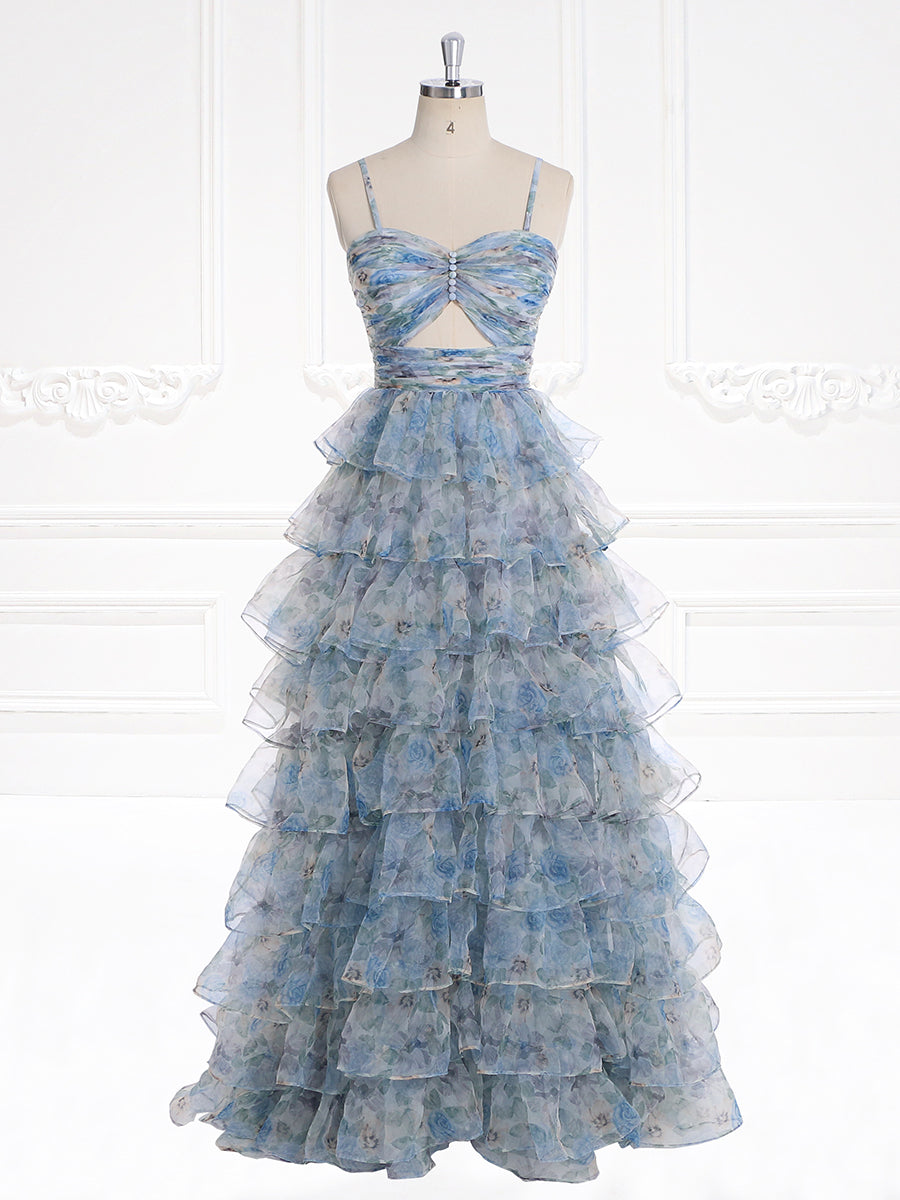 Tiered Prom Dress Layered Ruffle Spring Beach Vacation Gown Sleeveless   yewendress