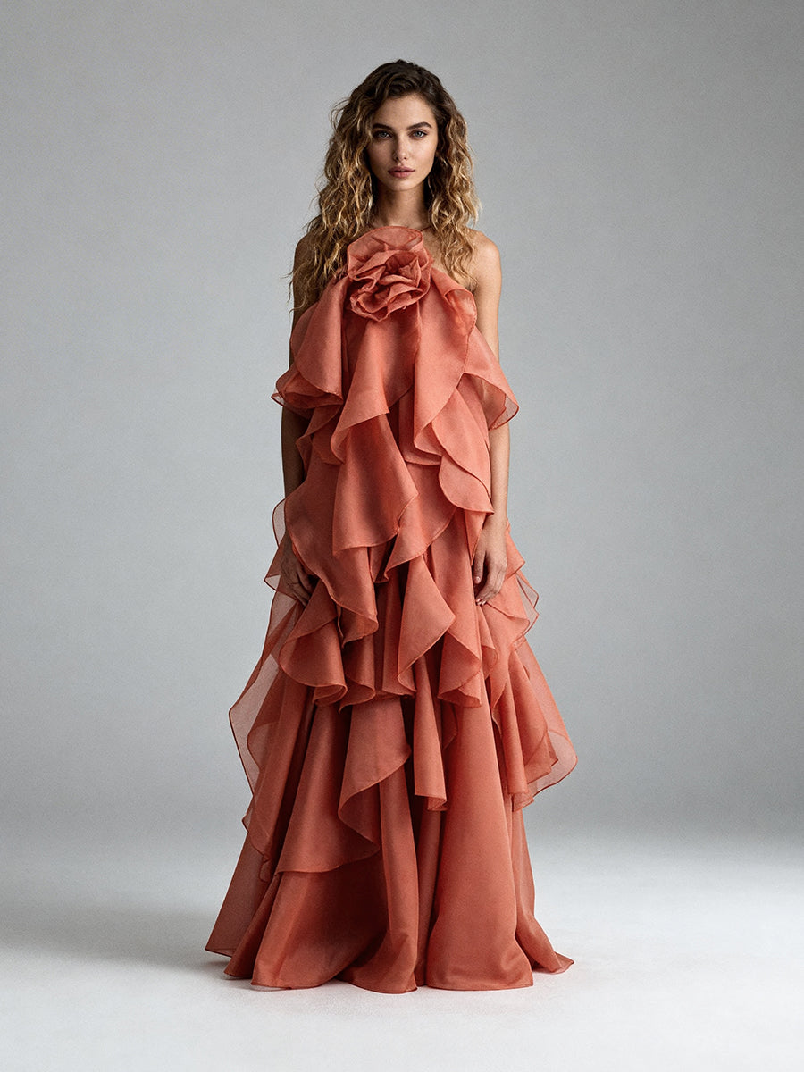 backless slim maxi dresses Slaydiva Pink Gradient One-Shoulder Fit Long Dress Wedding Guest Women Summer Party Formal Gowns Knitted Fabric High Wais,M this piece features a meticulously designed architecture and a unique patched construction Charlot Slim Fit Maxi Dress