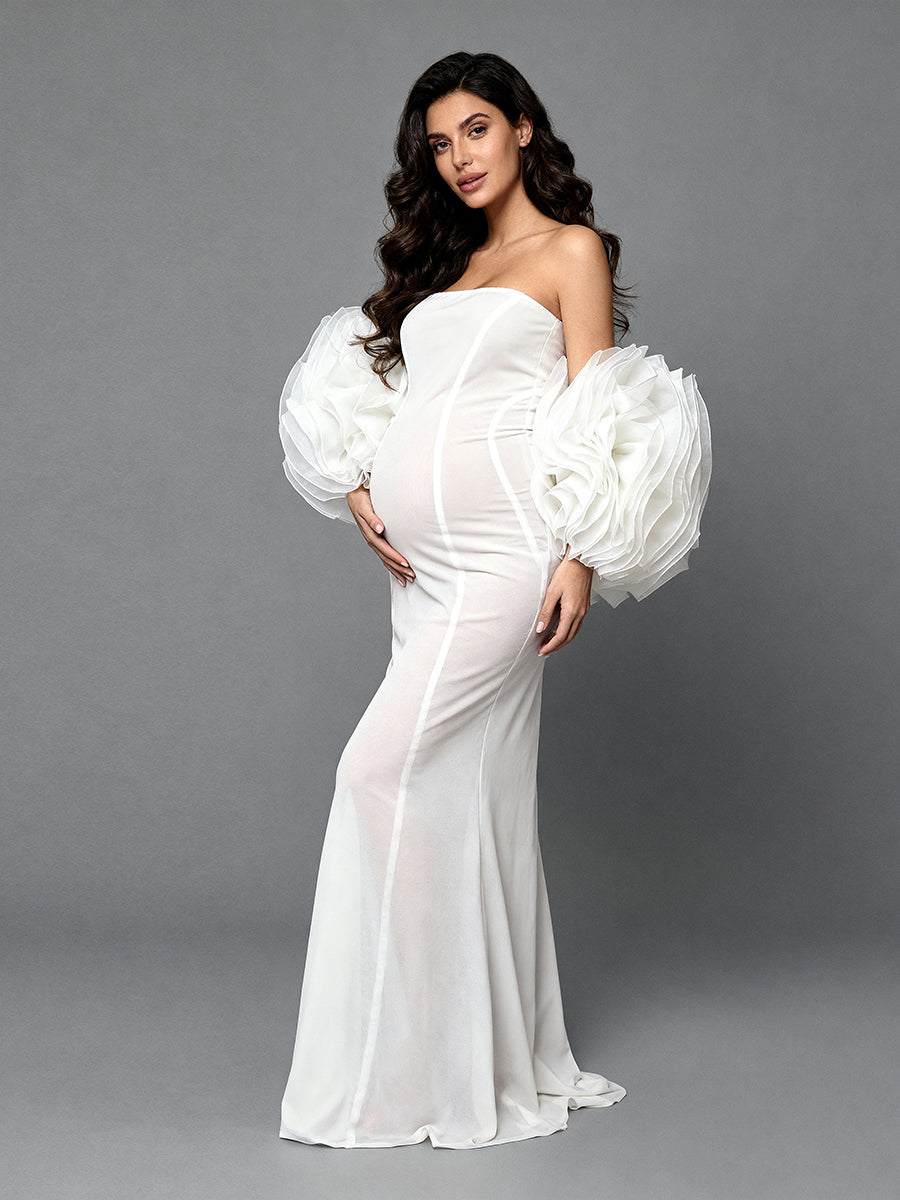 Custom White Mermaid Maternity Dress