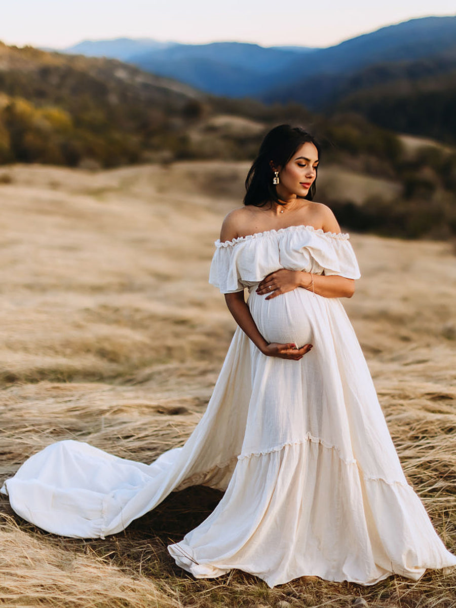 Off Shoulder Maternity Dress for Photo Shoot