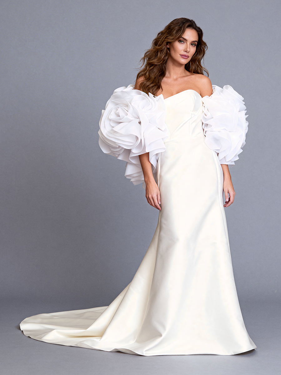 cape off the shoulder dress Elegant Bridal Dresses 2026 Satin Evening Dresses for Wedding Event Formal Bridal Prom layered POV: You said yes Flattering Fit US size:16