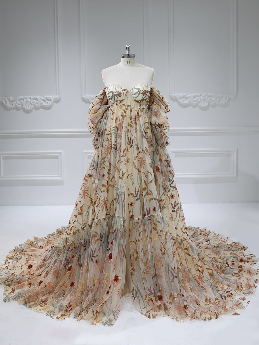 Tulle Embroidery Lace High Waist Maternity Dress for Photo Shoots  Photography Props YW231009-2 – yewendress