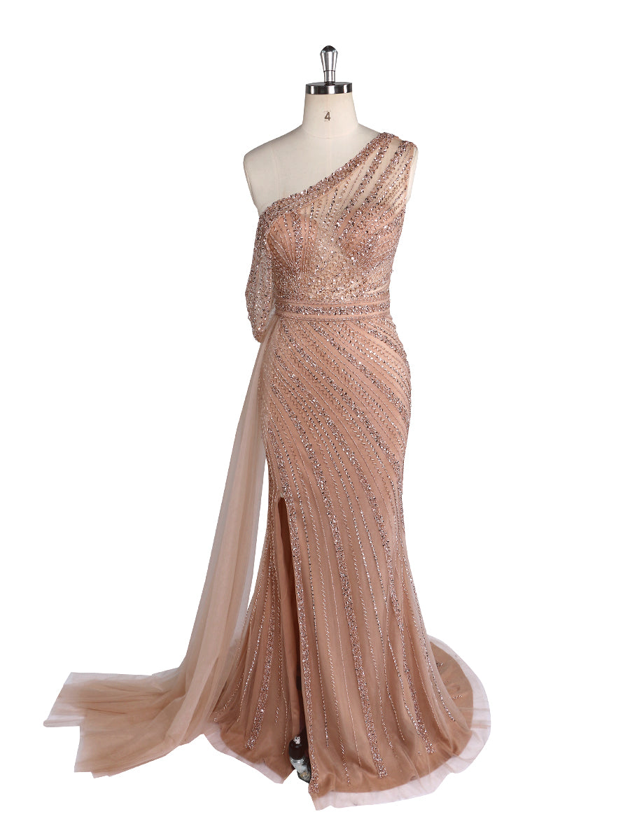 Lilac High Split Meramid Evening Dresses Gowns 2025 Beaded Elegant Luxury For Women Party LA71272 main image 1