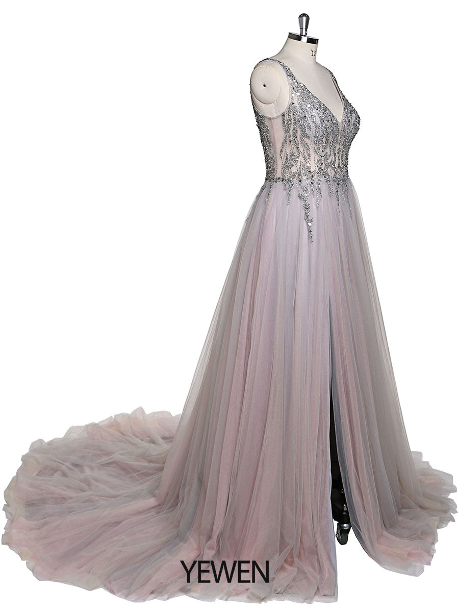 Elegant Prom Dresses Light Grey