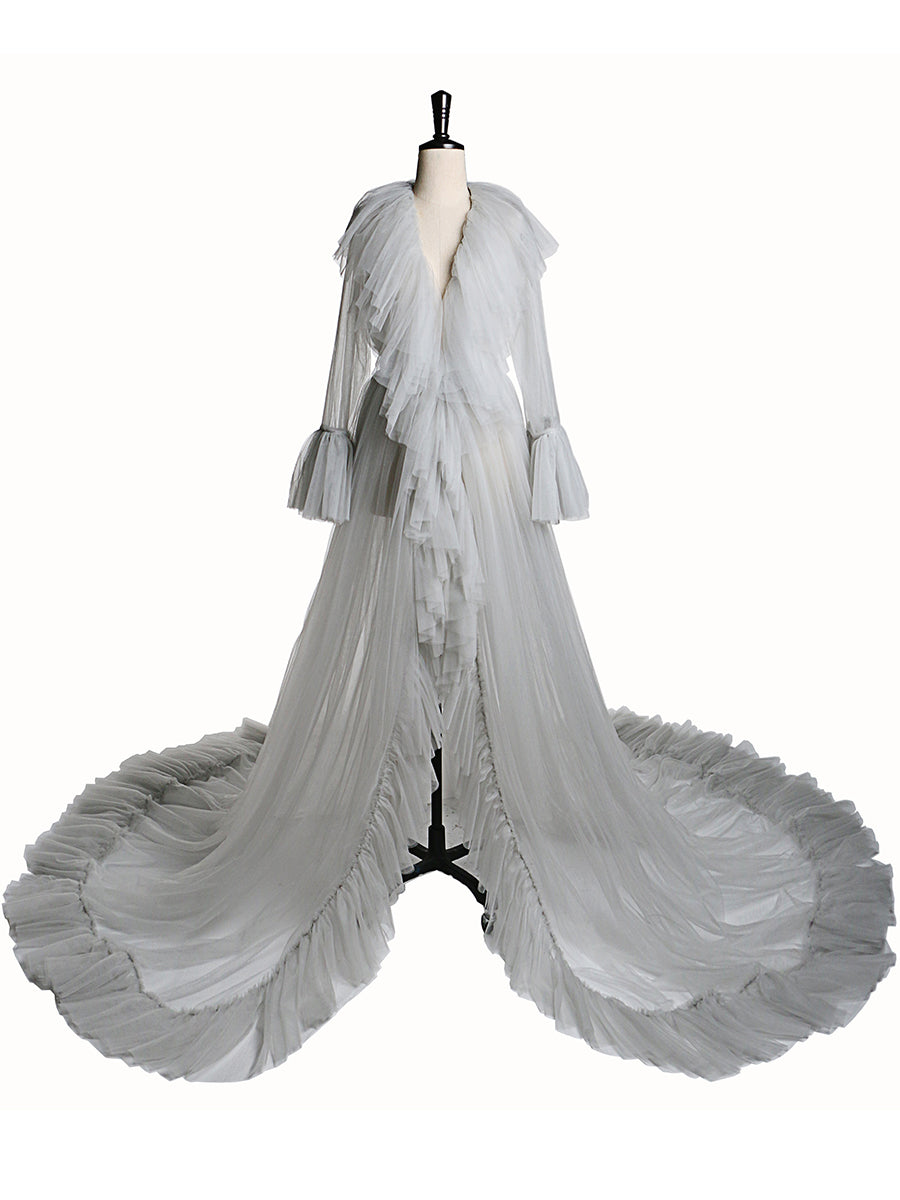 V Neck Maternity Dress Flare Sleeve Ribbon Maxi Dress – yewendress