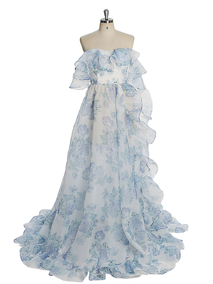 princess polly baby blue dress Opulence Midi Dress In Blue Floral Organza Jacquard – St Frock