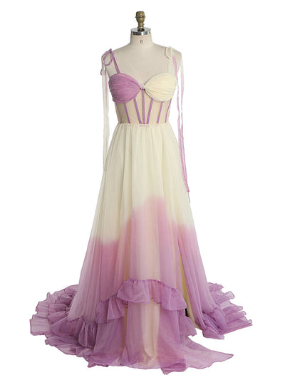Contrast Color Prom Dress