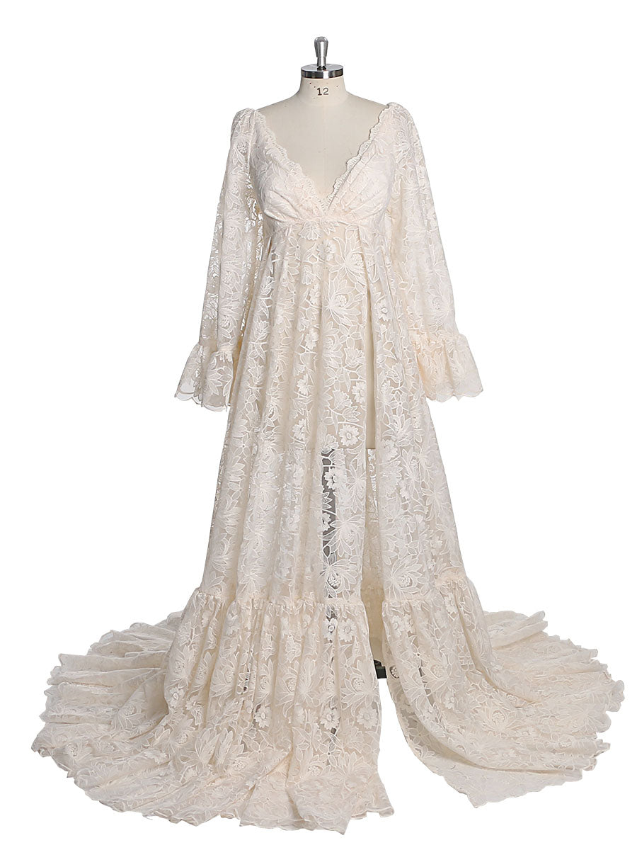 Boho Lace Maternity Dress | Bohemian Lace Maternity Gown for Baby Shower | Wedding Dress | Dress for Photo Shoot YW230318 8 / Picture Color Boho Lace Maternity Dress | Bohemian Lace Maternity Gown for Baby Shower | Wedding Dress | Dress for Photo Shoot YW230318 8 / Picture Color