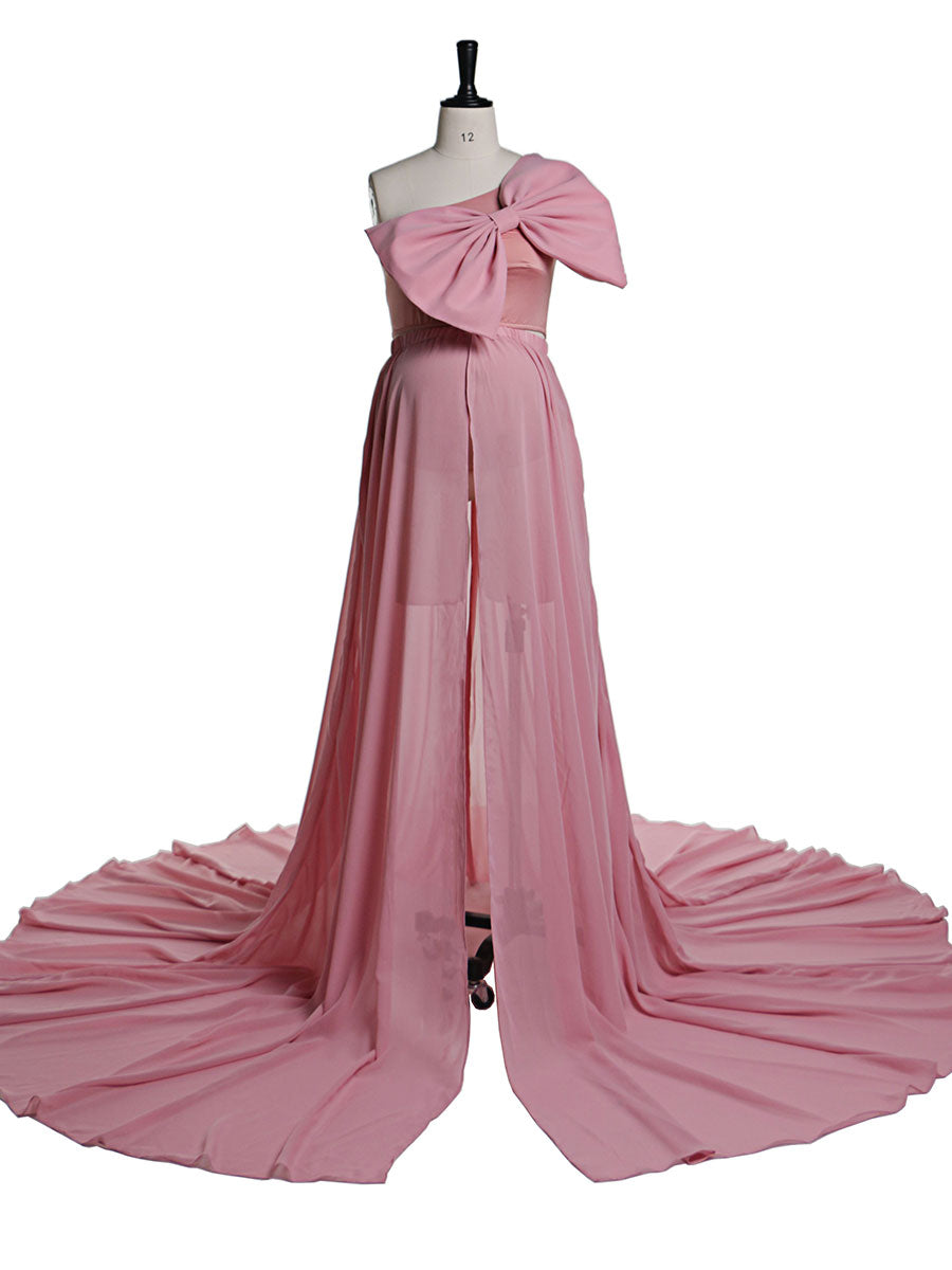 Pink Maternity Shoot Outfits 2 Piece Set Gown Baby Shower Maternity Dress YW21032 20W / X39 Pink