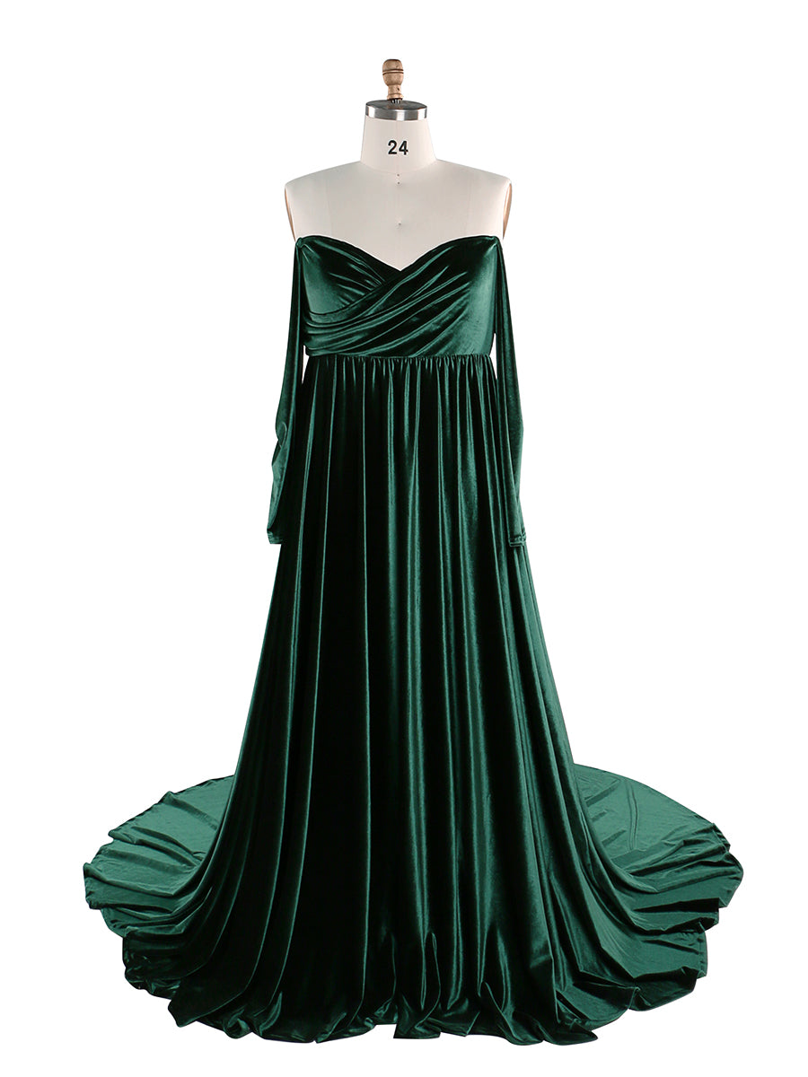 Stretch Velvet Woman Plus Size Boho Gown Long Sleeves Magical Dress f 26W / Green Stretch Velvet Woman Plus Size Boho Gown Long Sleeves Magical Dress f 26W / Green