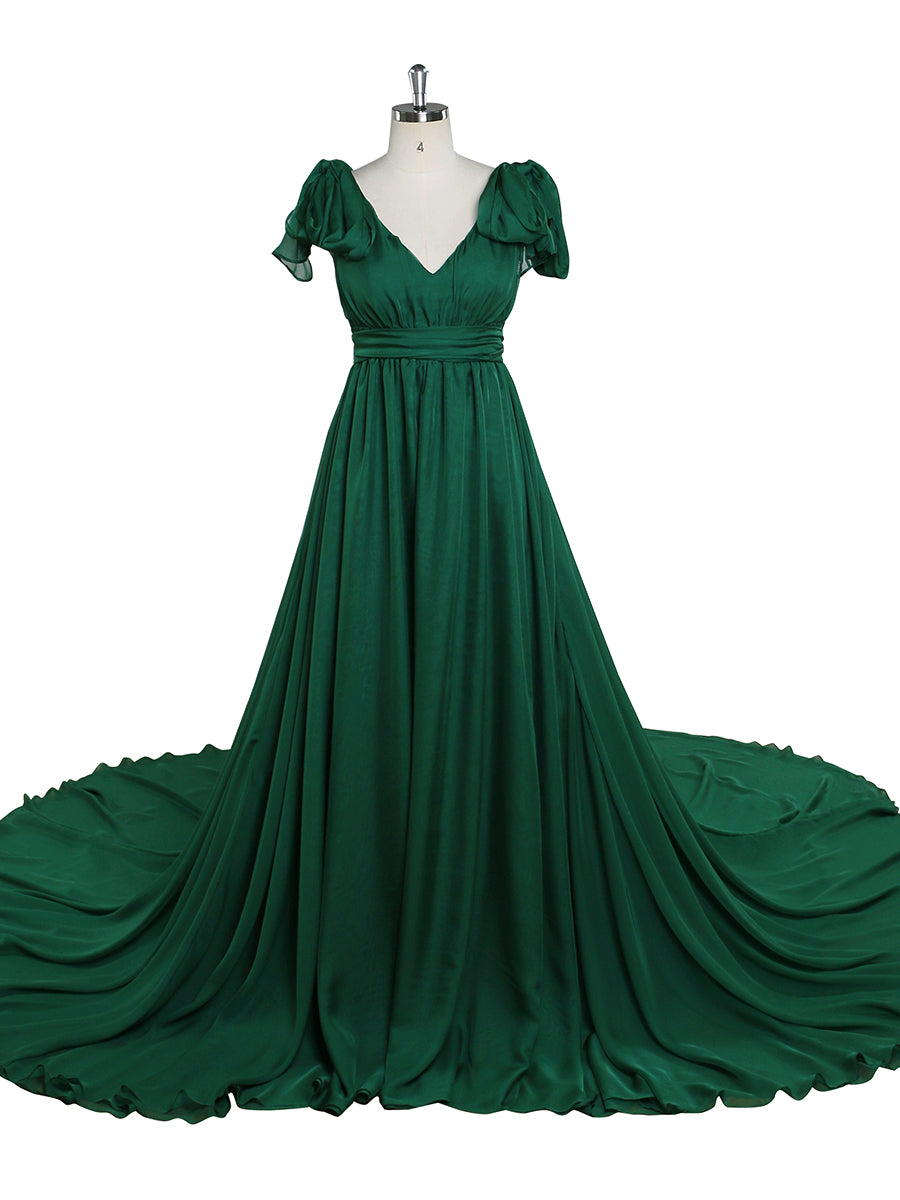 Christmas Green Silk Chiffon Beach Wedding Dress Maxi Maternity Photo Shoot Gown for Baby Shower YEWEN YW221102 2 / Christmas Green Christmas Green Silk Chiffon Beach Wedding Dress Maxi Maternity Photo Shoot Gown for Baby Shower YEWEN YW221102 2 / Christmas Green