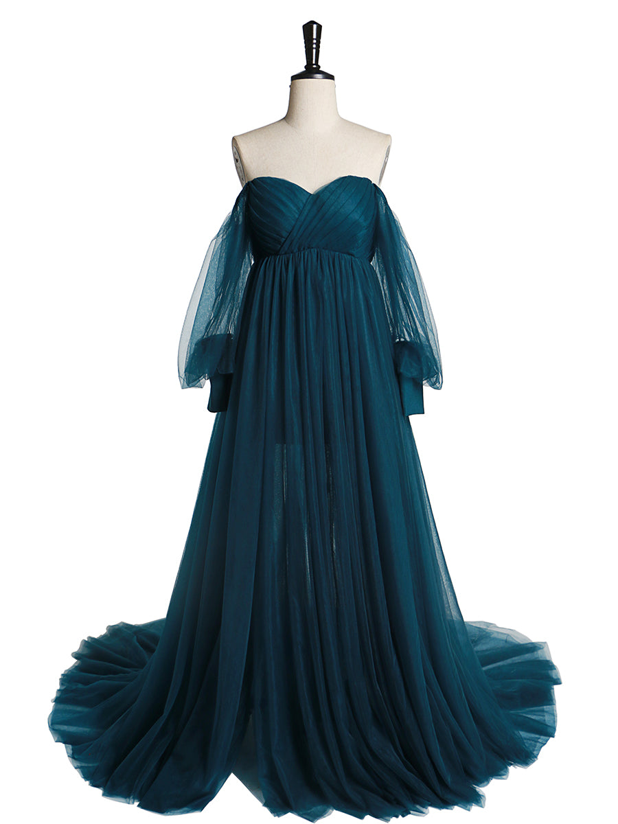 Tulle Off Shoulder Maternity Gowns for Photography Plus Size YW2109 22W / N246