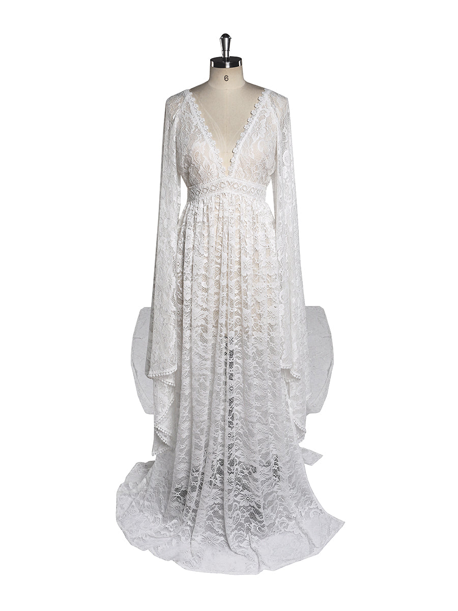 Bohemian Lace Maternity Dress for Photoshhot Adjustable Waist Maternity Beach Wedding Dresses YEWEN YW221115 26W / Picture Color Bohemian Lace Maternity Dress for Photoshhot Adjustable Waist Maternity Beach Wedding Dresses YEWEN YW221115 26W / Picture Color