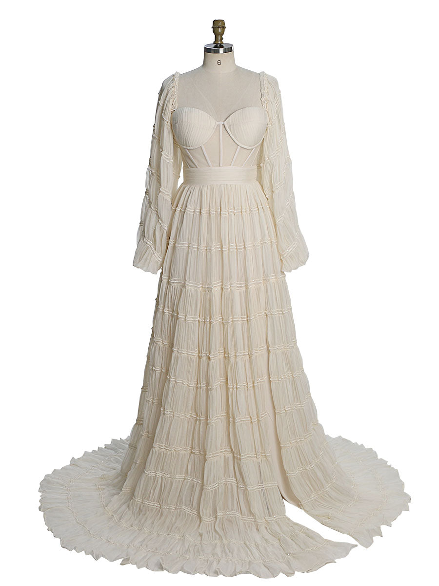 Chiffon Corset Photoshoot Dress Bohemian Beach Wedding Party Dresses –  yewendress