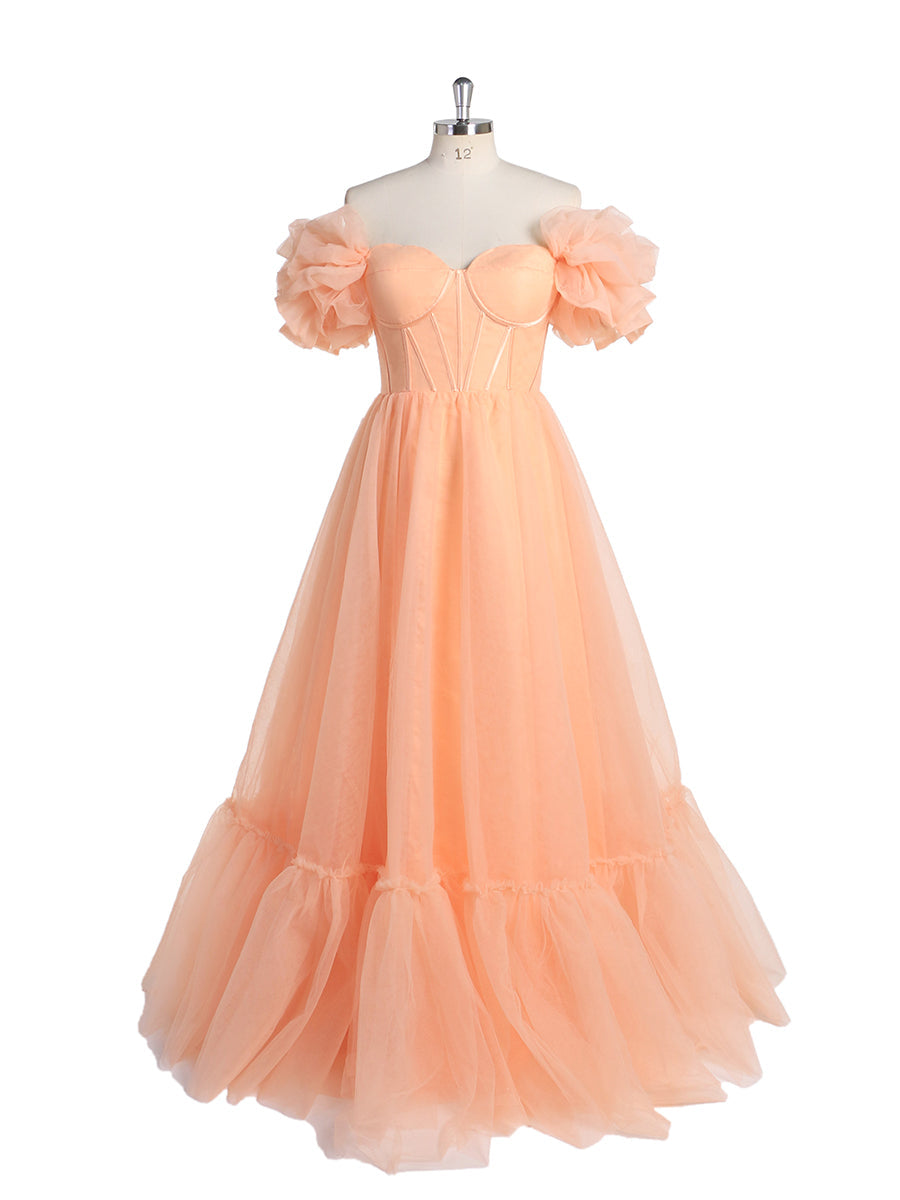 green emerald velvet dress Short Sleeve Off Shoulder Peach Color Dress for Wedding YW21020 16W / N93