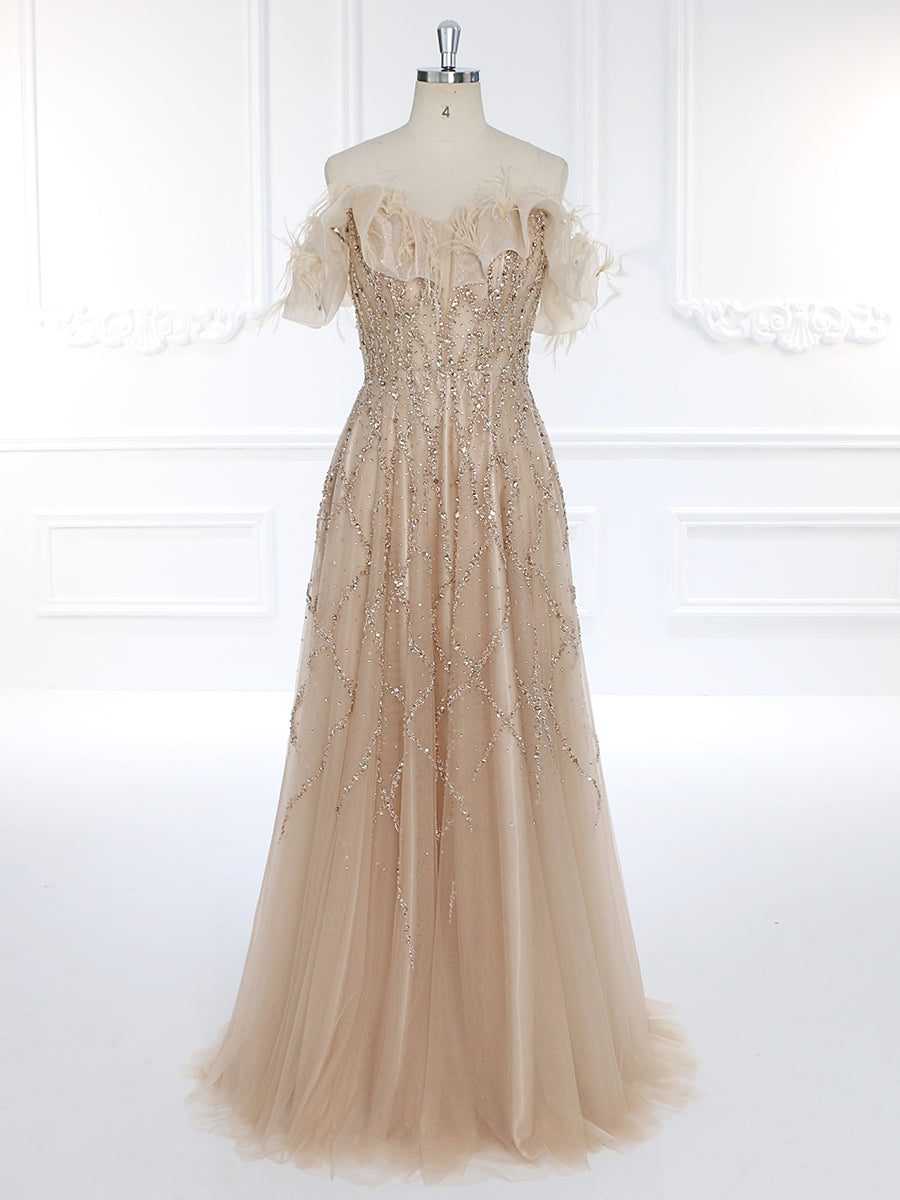 Nude Champagne Off Shoulder Bling Beaded Clearance Sale Dress Nude Champagne Off Shoulder Bling Beaded Clearance Sale Dress
