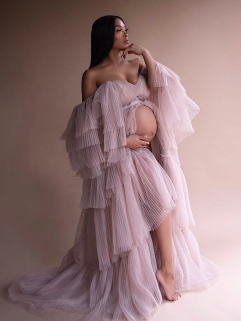 Sexy Off Shoulder Maternity Dress Ruffled Lace Up Evening Dress 10 / N230 Sexy Off Shoulder Maternity Dress Ruffled Lace Up Evening Dress 10 / N230