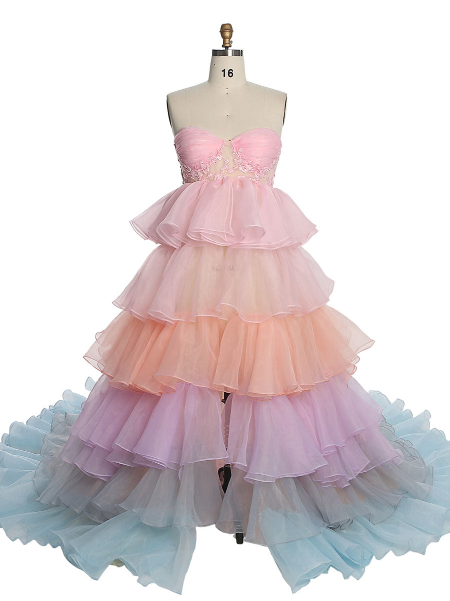 blue and pink maternity dress Colorful Maternity Dress for Photo Shoot High waist Woman Maxi Dres 16W / Picture Color