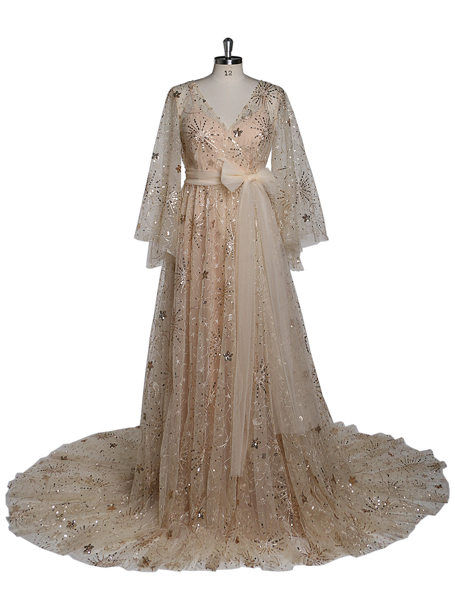 Sparkling Stars 2 In 1 Stretch Underdress + Robe Evening Dresses Eleg   yewendress