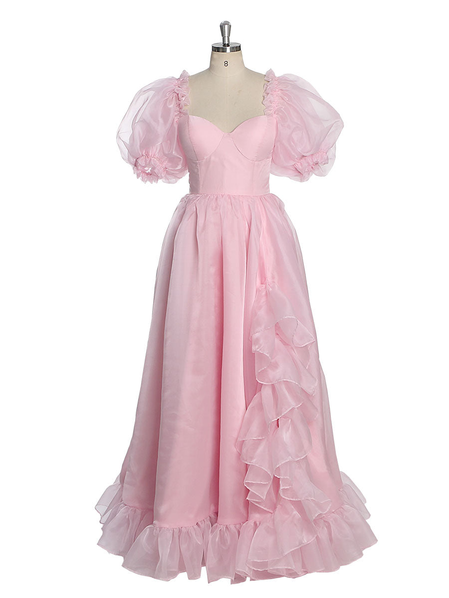 strapless open back dress Off Shoulder Pink Satin Short Prom Dresses, Pink Off The Shoulder Shor –  morievent main image 0
