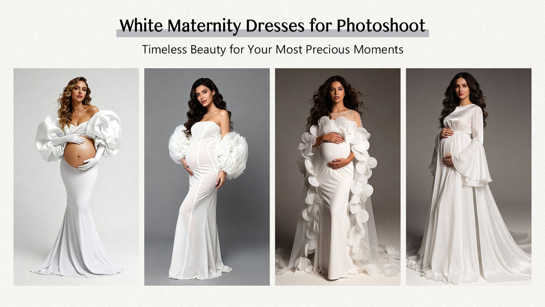 White Maternity Photoshoot Dresses: Elegant Couture Gowns to Highlight Your Baby Bump