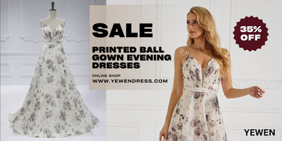 Finding the Perfect Ball Gown Prom Dresses on a Budget | A-line Sweep Train Printed Ball Gown Evening Dresses #18992