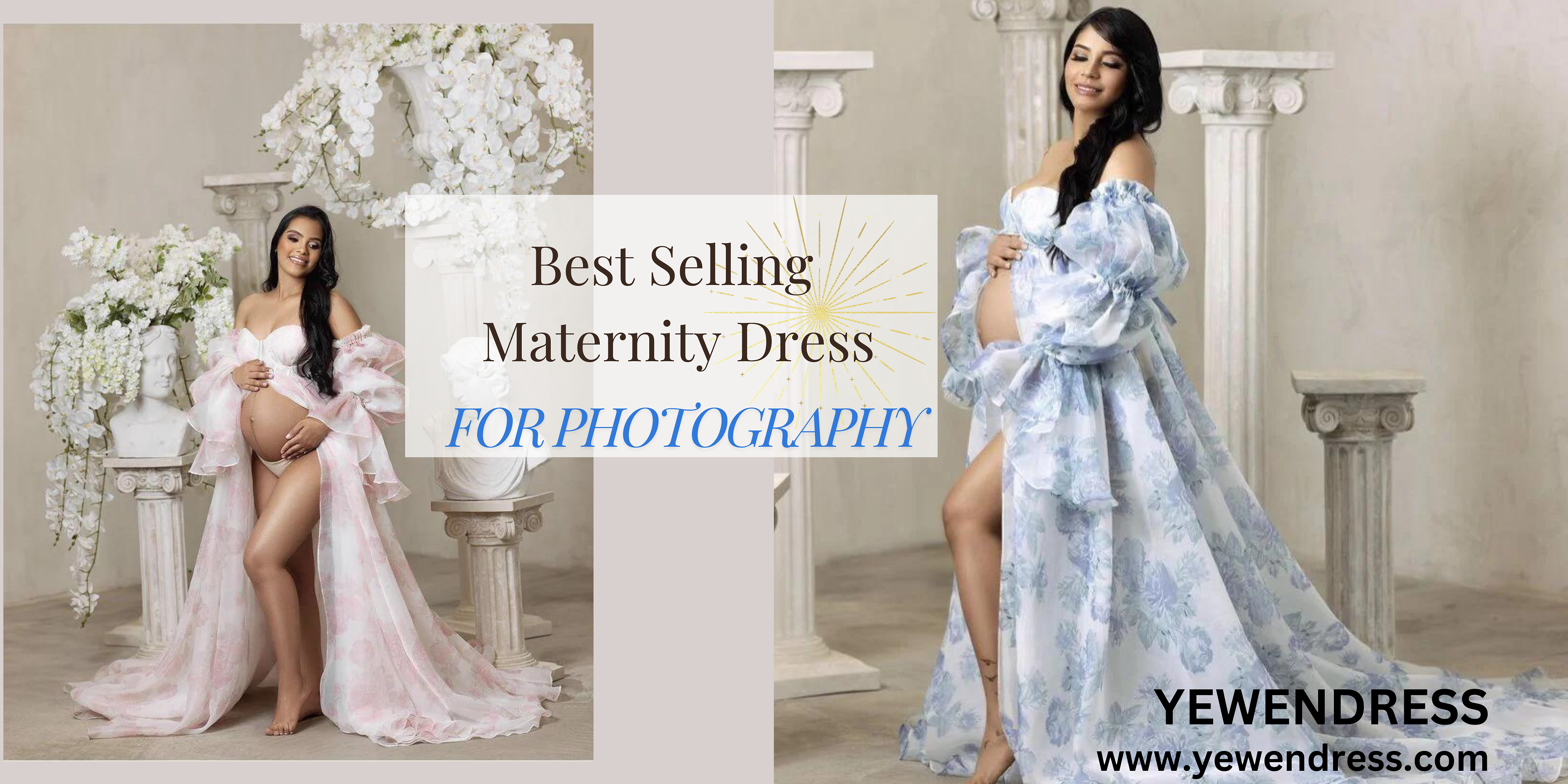 Boho Long Sleeves Printing Floral Cotton Top Maternity Dress for Photo Shoot Pregnancy Shooting Dress YEWEN SY231139