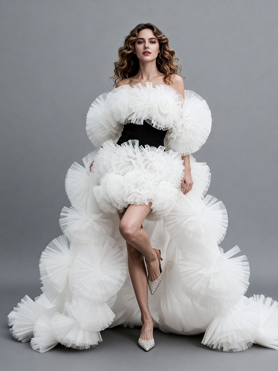 3D Handmade Flower Photography Dress