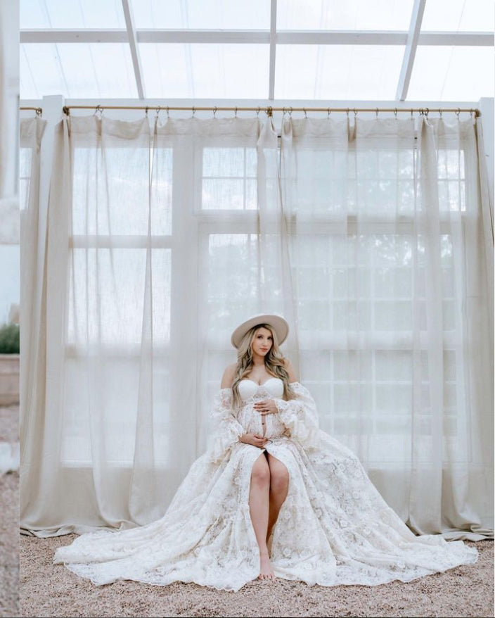 Maternity Photoshoot In White Dress