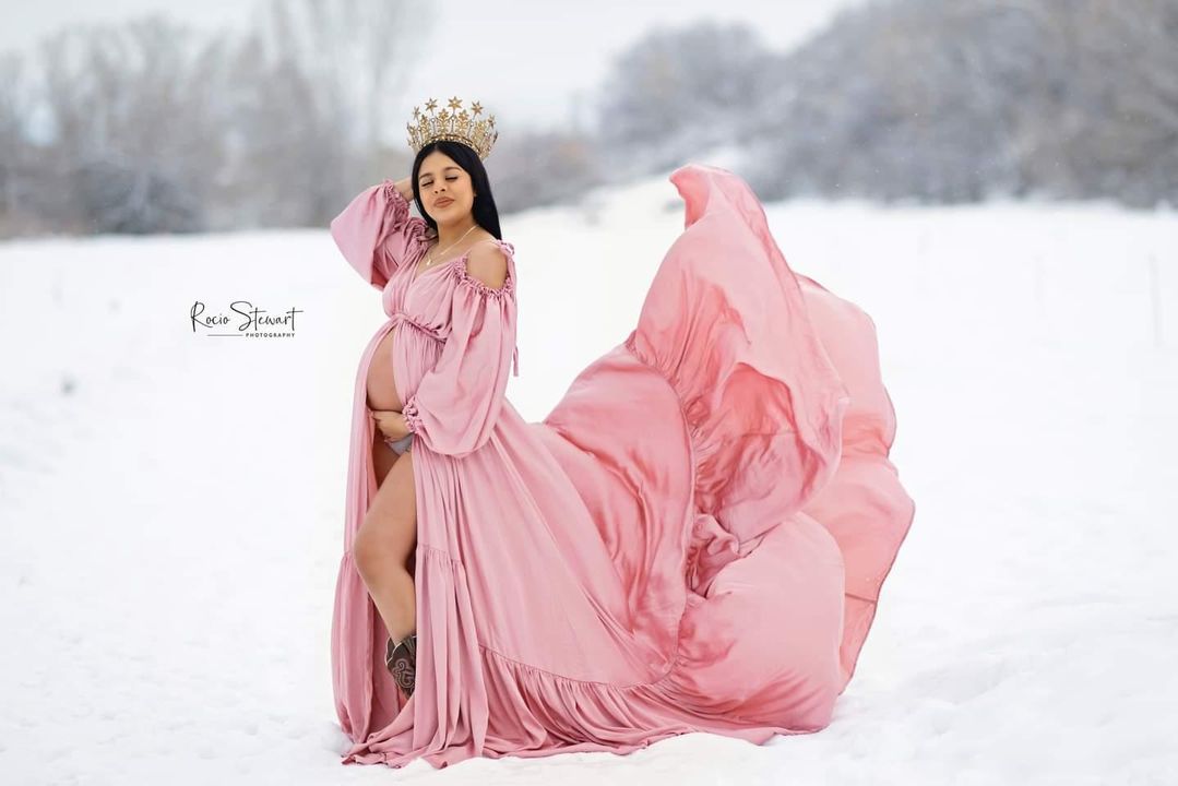 Pink Maternity Photoshoot Dress