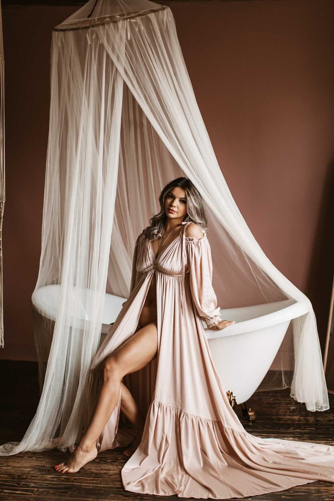 Satin Maternity Dress for Photoshoot