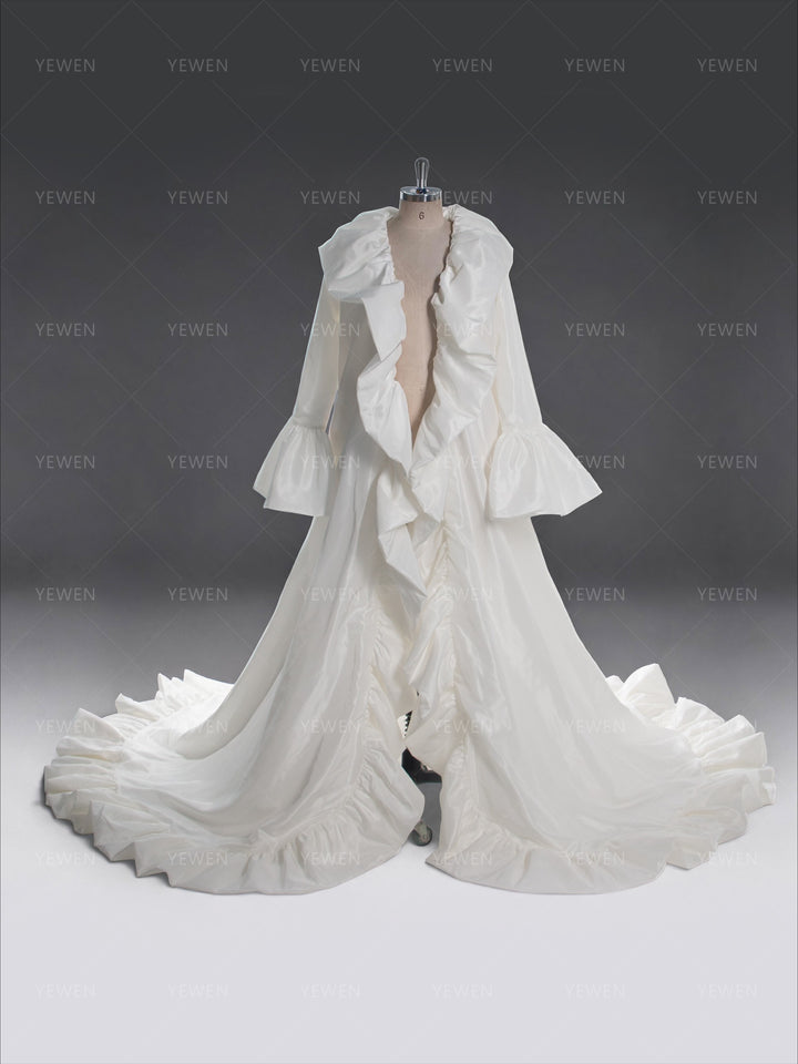 Elegant Satin Wedding Cape Voluminous Bridal Jacket ( Without Dress ) YW250061