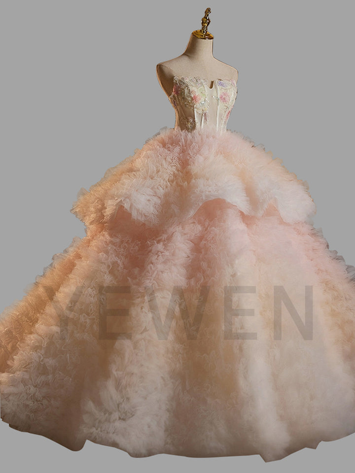 Luxury Tiered Ball Gown Tulle Special Occasion Gown