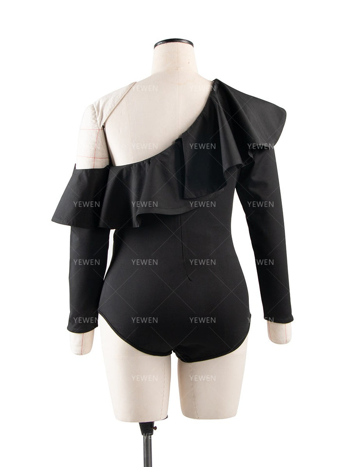 Umstandsbody mit Rüschen und langen Ärmeln 