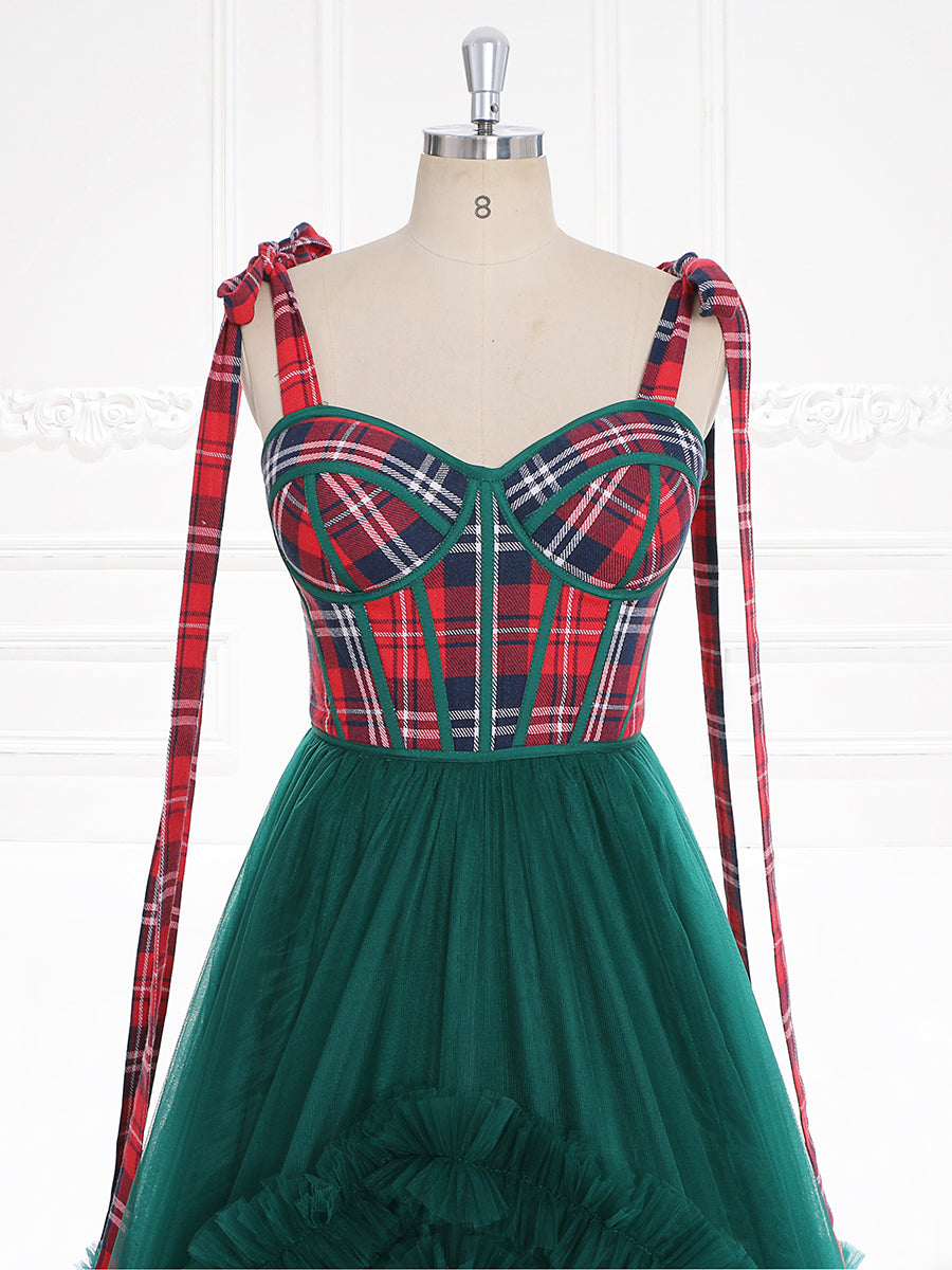 Tartan Corset with Ruffles Skirt Christmas Dress for Photo Shoot Vintage Prom Dress Photo Shoot Dresses YW231119 yewendress Tartan Corset with Ruffles Skirt Christmas Dress for Photo Shoot Vintage Prom Dress Photo Shoot Dresses YW231119 yewendress