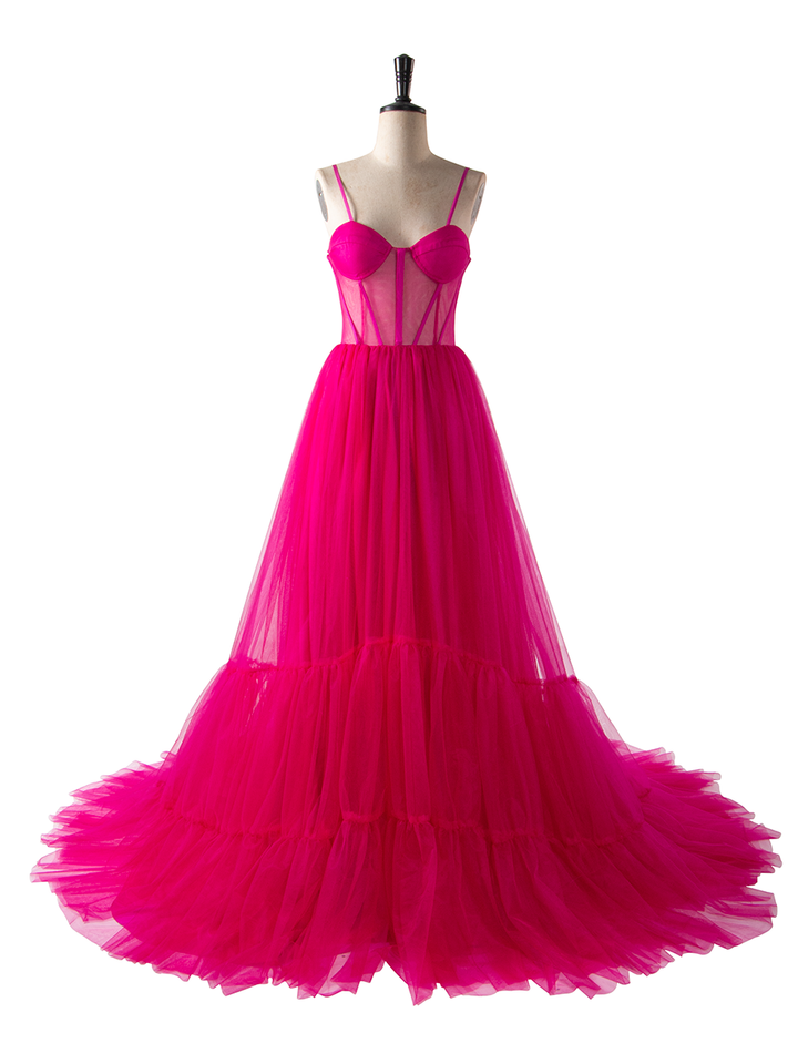 Orange Tulle Evening Dress Long Woman Formal Prom Dress Fluffy Maxi Photoshoot Dress Wedding Guest Dress YEWEN