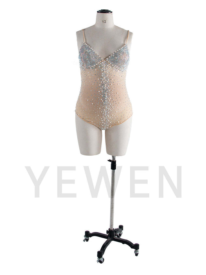 Stretchy Mesh Maternity Bodysuit Rhinestones Pearls Pregnancy Photoshoot Bodycon Rompers DD200817