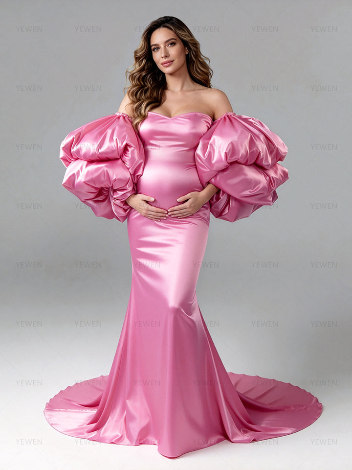Maternity Photoshoot Dress Dramatic Puffy Sleeves Pregnancy Shooting Dress for Pregnant Women YW260254
