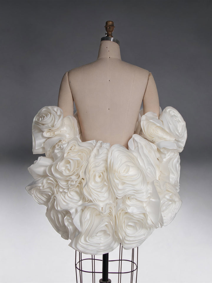 Handmade 3D Rose Short Cape for Engagement Photo Shoot Bridal Cape YW260328