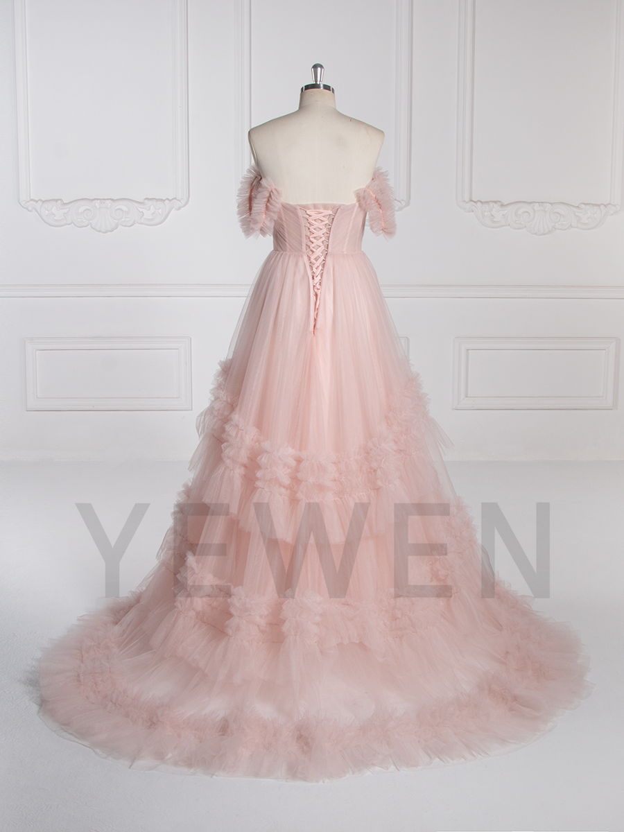 Elegant Sweetheart Tulle Gown Tiered Ruffles Evening Dress 2025 YW251037
