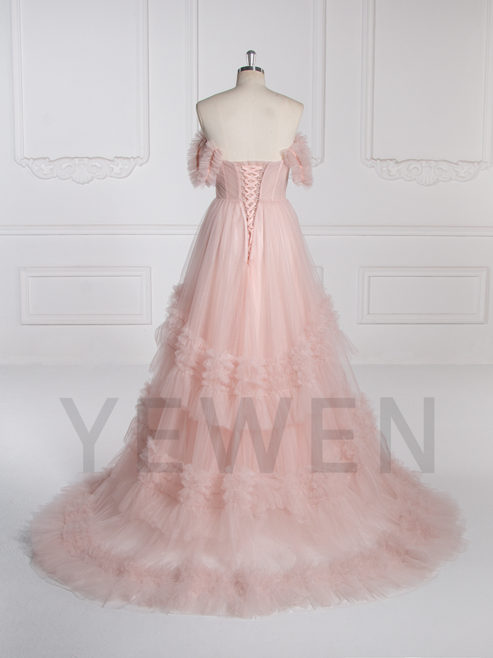 Elegant Sweetheart Tulle Gown Tiered Ruffles Evening Dress 2025 YW251037
