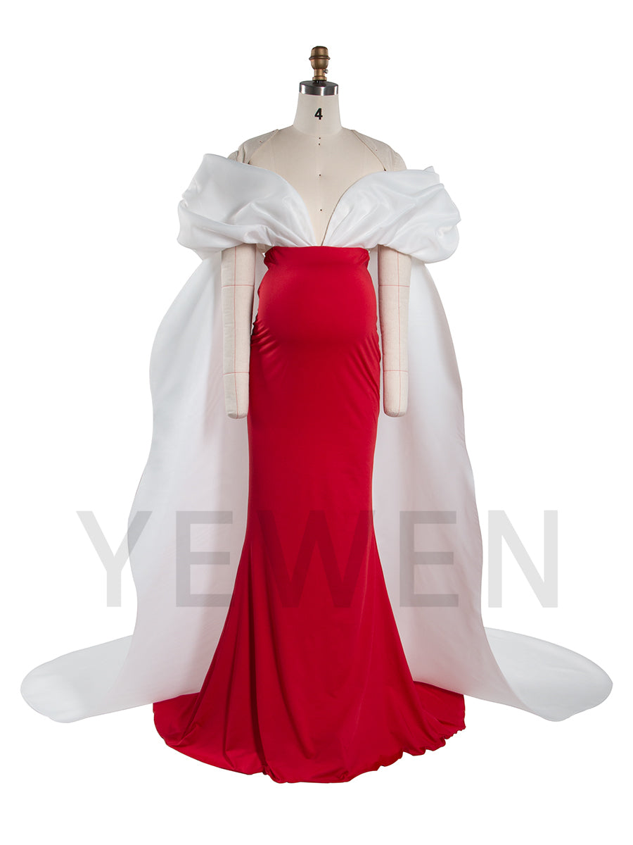 Caped Shoulder Mermaid Maternity Gown Baby Shower Dress YW251019